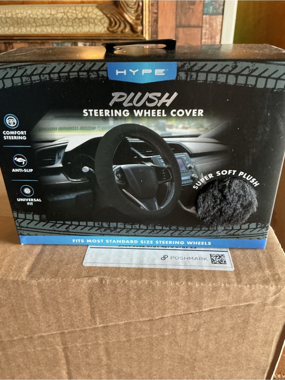 Hype Plush Steering Wheel Cover - Black Plush Finish